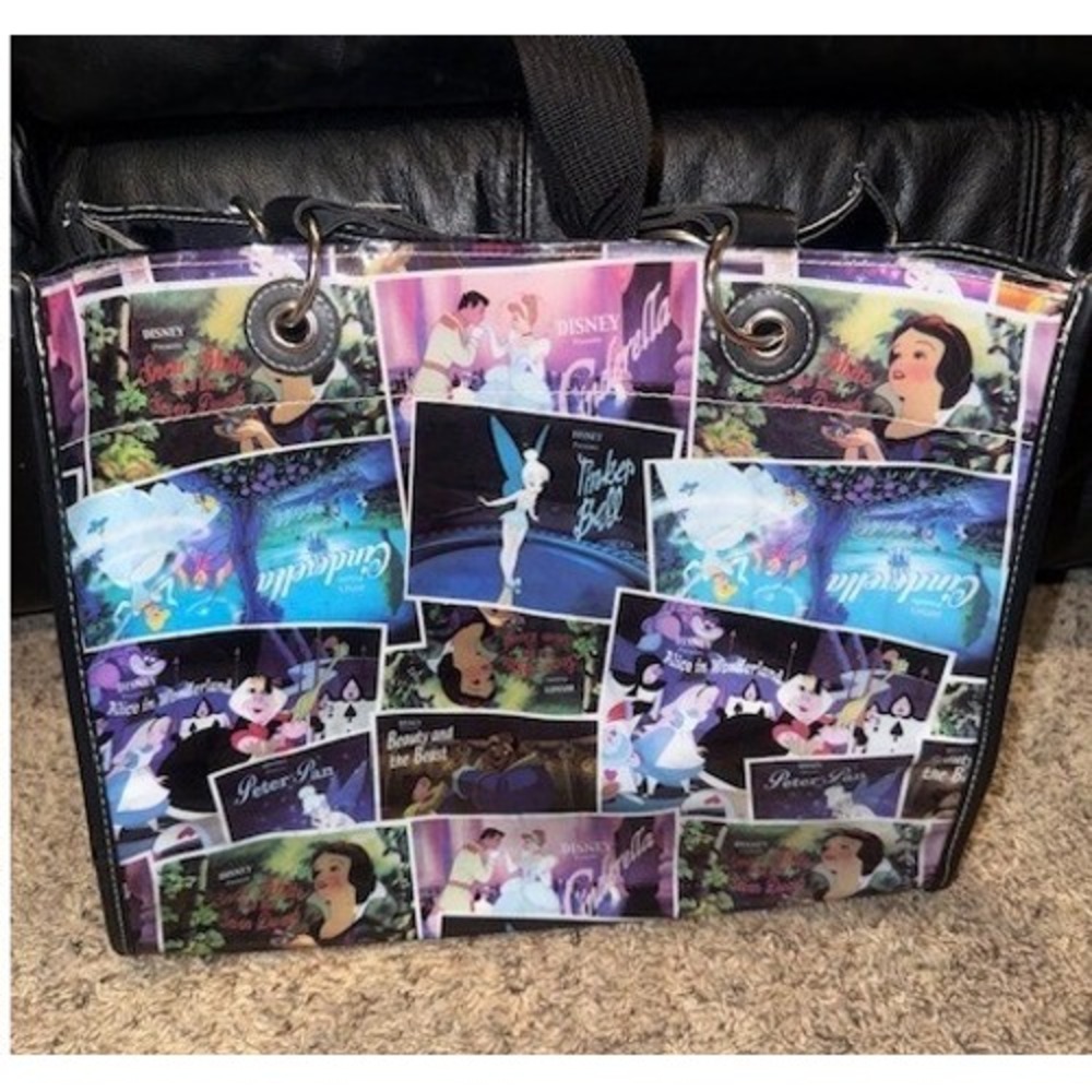 Disney Princess Movie Poster Collage Tote Bag Snow White Cinderella Tinker Bell